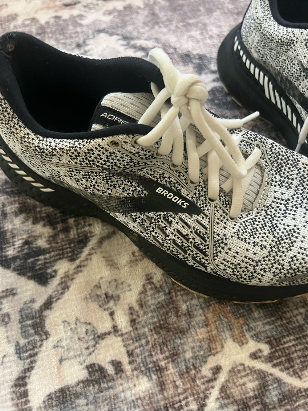 Brooks Black and White Knit Running Shoes
